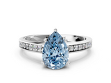 White gold Fancy Blue Pear  Solitaire Pavé Band Prong Setting Ring_20