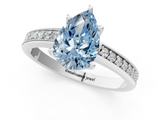 White gold Fancy Blue Pear  Solitaire Pavé Band Prong Setting Ring_21