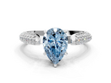 White gold Fancy Blue Pear  Solitaire Pavé Diamond Engagement Ring with Four-Prong Setting_151