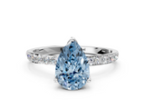 White gold Fancy Blue Pear  Solitaire Pavé Diamond Engagement Ring with Four-Prong Setting_39