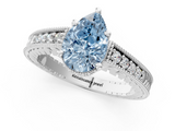 White gold Fancy Blue Pear  Solitaire Pavé Diamond Milgrain Engagement Ring with Four-Prong Setting_4