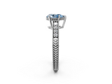 White gold Fancy Blue Pear  Solitaire Pavé Diamond Milgrain Engagement Ring with Four-Prong Setting_5