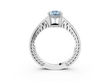 White gold Fancy Blue Pear  Solitaire Pavé Diamond Milgrain Engagement Ring with Four-Prong Setting_6