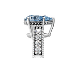 White gold Fancy Blue Pear  Solitaire Pavé Diamond Milgrain Engagement Ring with Four-Prong Setting_8