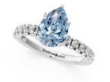 White gold Fancy Blue Pear  Solitaire Pave Diamond Engagement Ring with Four-Prong Setting_326