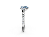 White gold Fancy Blue Pear  Solitaire Pave Diamond Engagement Ring with Four-Prong Setting_333
