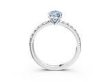 White gold Fancy Blue Pear  Solitaire Pave Diamond Engagement Ring with Four-Prong Setting_334