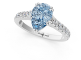 White gold Fancy Blue Pear  Solitaire Pave Diamond Engagement Ring with Prong Setting_21