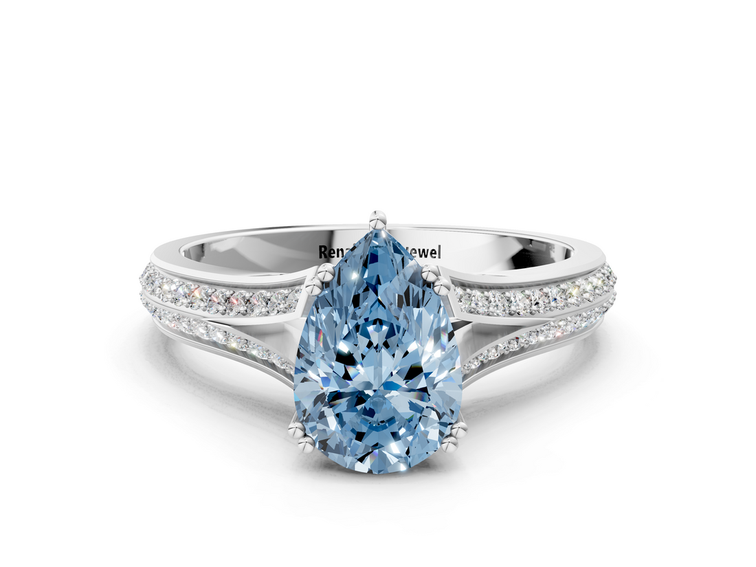 White gold Fancy Blue Pear  Solitaire Pave Split Shank Engagement Ring with Six-Prong Setting_37