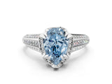 White gold Fancy Blue Pear  Solitaire Pave Split Shank Ring with Four-Prong Setting_183