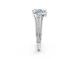 White gold Fancy Blue Pear  Solitaire Pave Split Shank Ring with Four-Prong Setting_186
