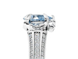 White gold Fancy Blue Pear  Solitaire Pave Split Shank Ring with Four-Prong Setting_188