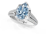 White gold Fancy Blue Pear  Solitaire Pave Split Shank Ring with Four-Prong Setting_199