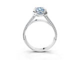 White gold Fancy Blue Pear  Solitaire Pave Split Shank Ring with Four-Prong Setting_201