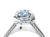 White gold Fancy Blue Pear  Solitaire Pave Split Shank Ring with Four-Prong Setting_202