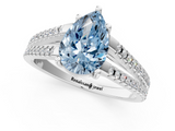 White gold Fancy Blue Pear  Solitaire Split Shank Pavé Diamond Engagement Ring_397