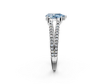 White gold Fancy Blue Pear  Solitaire Split Shank Pavé Diamond Engagement Ring_398
