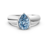 White gold Fancy Blue Pear  Solitaire Tension Set Diamond Ring with Wide Band_37