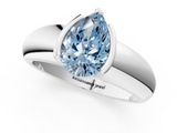 White gold Fancy Blue Pear  Solitaire Tension Set Diamond Ring with Wide Band_39