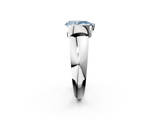White gold Fancy Blue Pear  Solitaire Tension Set Diamond Ring with Wide Band_40