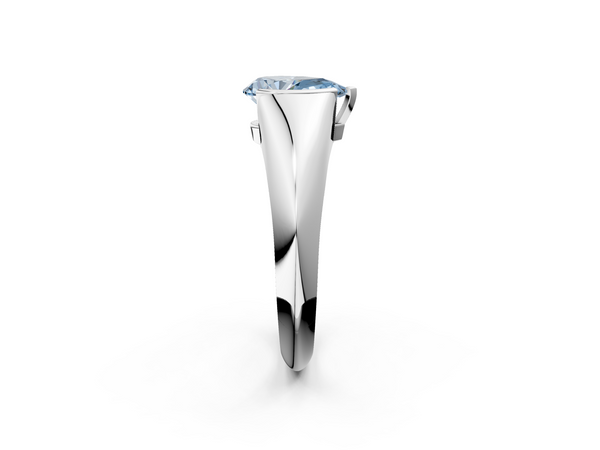 White gold Fancy Blue Pear  Solitaire Tension Set Diamond Ring