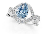 White gold Fancy Blue Pear  Solitaire Twist Band Pavé Diamond Engagement Ring_33