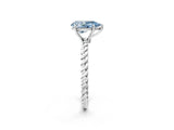 White gold Fancy Blue Pear  Solitaire Twist Band Ring with Four-Prong Setting_142