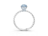 White gold Fancy Blue Pear  Solitaire Twist Band Ring with Four-Prong Setting_144