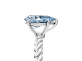 White gold Fancy Blue Pear  Solitaire Twist Band Ring with Four-Prong Setting_145