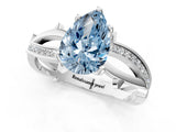 White gold Fancy Blue Pear  Solitaire Twist Band with Pavé Accents and Four-Prong Setting_21