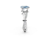 White gold Fancy Blue Pear  Solitaire Twist Band with Pavé Accents and Four-Prong Setting_27
