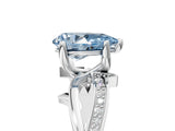 White gold Fancy Blue Pear  Solitaire Twist Band with Pavé Accents and Four-Prong Setting_30