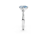 White gold Fancy Blue Pear  Solitaire Twist Band with Pavé Diamonds and Four-Prong Setting_86