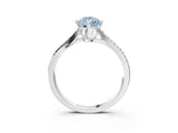 White gold Fancy Blue Pear  Solitaire Twist Band with Pavé Diamonds and Four-Prong Setting_87