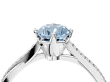 White gold Fancy Blue Pear  Solitaire Twist Band with Pavé Diamonds and Four-Prong Setting_88