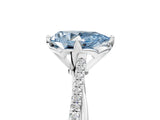 White gold Fancy Blue Pear  Solitaire Twist Band with Pavé Diamonds and Four-Prong Setting_89