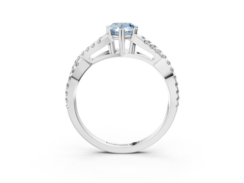 White gold Fancy Blue Pear  Solitaire Twist Band with Pavé Setting and Four-Prong Setting_34