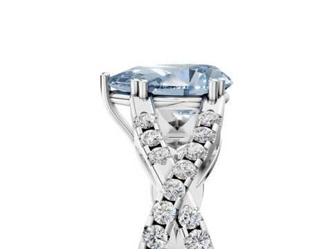 White gold Fancy Blue Pear  Solitaire Twist Band with Pavé Setting and Four-Prong Setting_36