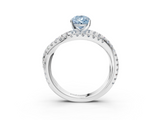 White gold Fancy Blue Pear  Solitaire Twist Band with Pavé Setting and Four-Prong Setting_96