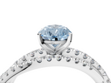 White gold Fancy Blue Pear  Solitaire Twist Band with Pavé Setting and Four-Prong Setting_97