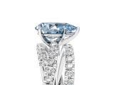White gold Fancy Blue Pear  Solitaire Twist Band with Pavé Setting and Four-Prong Setting_98