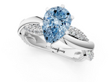 White gold Fancy Blue Pear  Solitaire Twist Band with Pave Prong Setting_72