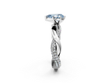 White gold Fancy Blue Pear  Solitaire Twist Band with Pave Prong Setting_73