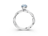 White gold Fancy Blue Pear  Solitaire Twist Band with Pave Prong Setting_74