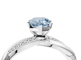 White gold Fancy Blue Pear  Solitaire Twist Band with Pave Prong Setting_75