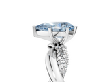 White gold Fancy Blue Pear  Solitaire Twist Band with Pave Prong Setting_76