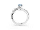 White gold Fancy Blue Pear  Solitaire Twist Band with Pave Set Diamonds and Four-Prong Setting_111