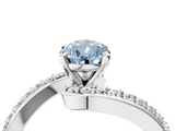 White gold Fancy Blue Pear  Solitaire Twist Band with Pave Set Diamonds and Four-Prong Setting_112