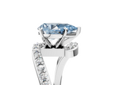 White gold Fancy Blue Pear  Solitaire Twist Band with Pave Set Diamonds and Four-Prong Setting_113