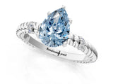 White gold Fancy Blue Pear  Solitaire Twisted Band Prong Set Engagement Ring_62